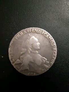 Монета портрет екатерины II, 1765 год,кант шнур