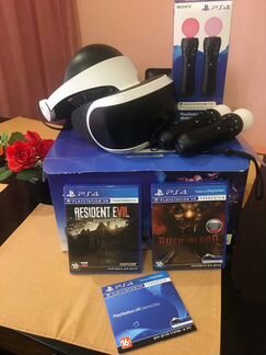 PS VR шлем + камера + 2 мува + диски с играми