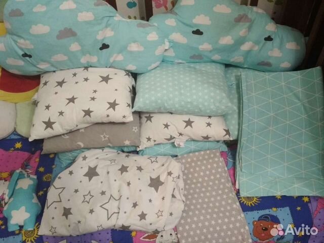 Бортики в детскую кроватку + постельное белье