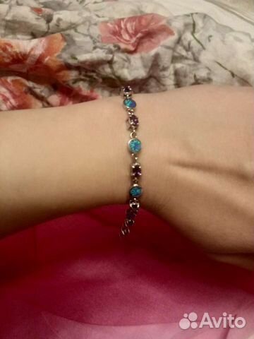 Серебряный браслет с натуральными камнями Греция