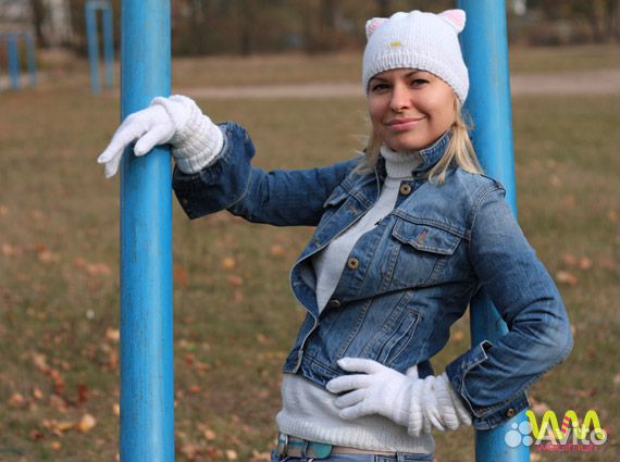 Шапка с ушками кошки. 50 шерсть 50 акрил