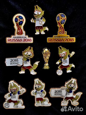 Набор значков 9шт Ч.М. по Футболу 2018 Официальные