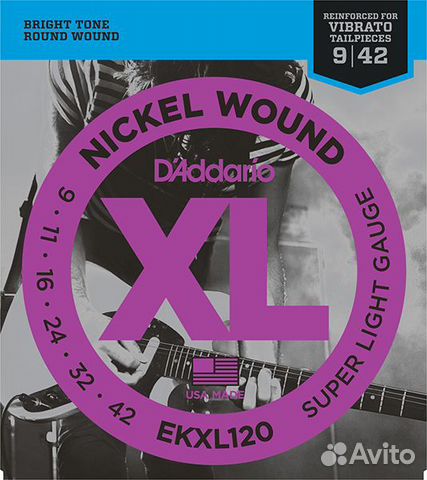 Ekxl120 nickel электро, усиленные, 9-42 D'Addario