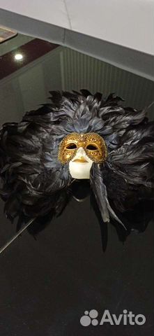 Венецианская маска натуральные перья