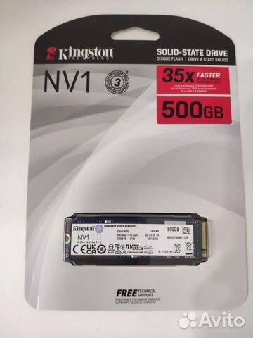 Новый SSD накопитель Kingston NV1 snvs/500G 500гб