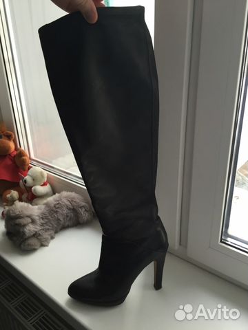 Кожаные итальянские сапоги на каблуке Кожаные итальянские сапоги на каблуке