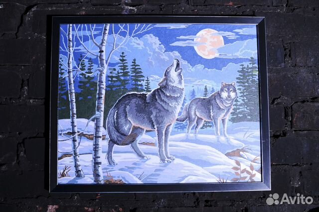 Картина красками Волки на охоте