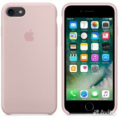 84012373227 Чехол силикон с логотипом iPhone 7, розовый песок