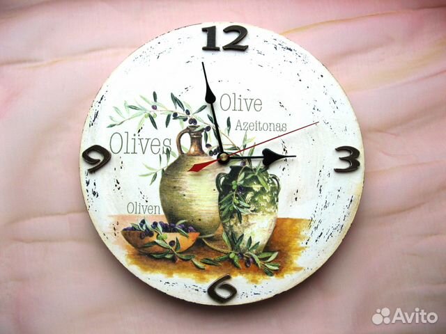 Часы настенные круглые декупаж ручная работа