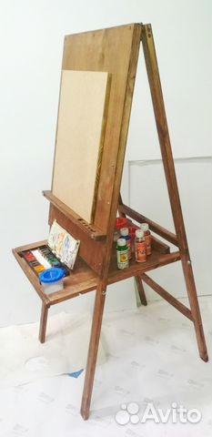 Ученический мольберт с большой полкой