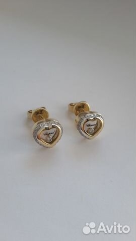 Новые золотые серьги Chopard с брилл.0.3 ct.5.4 гр Новые золотые серьги Chopard с брилл.0.3 ct.5.4 гр