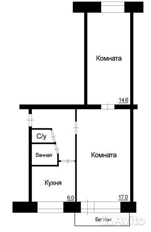 2-к квартира, 46 м², 5/5 эт.