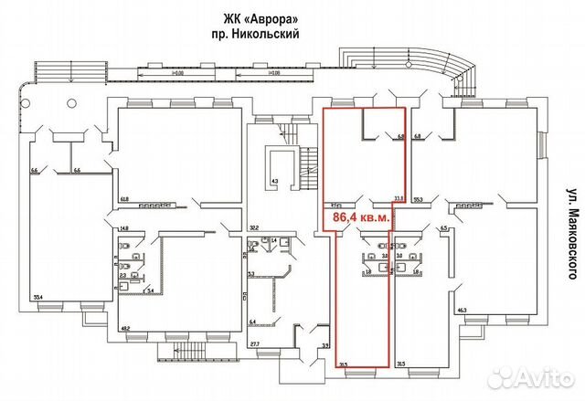 Помещение свободного назначения, 86.4 м²