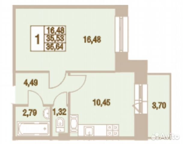 1-к квартира, 36 м², 10/18 эт.