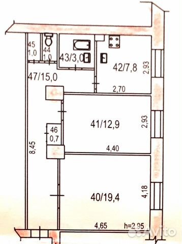 2-к квартира, 60.8 м², 5/5 эт.