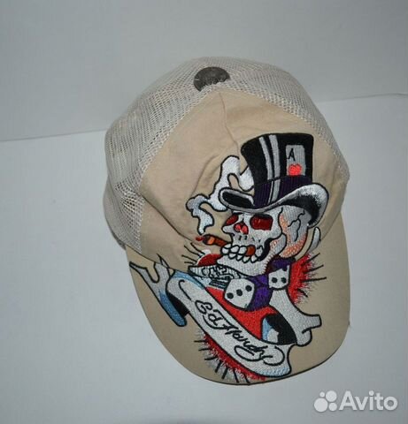 Кепка / бейсболка Ed Hardy. Череп и кости в шляпе