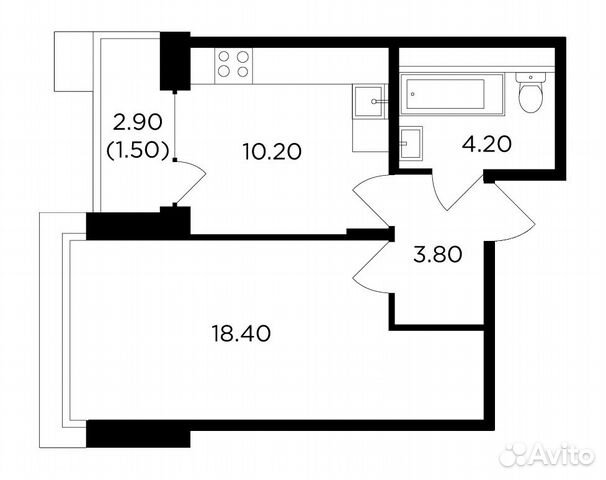 1-к квартира, 38.1 м², 11/17 эт.