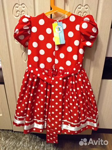 Платье красное в белый горох на девочку