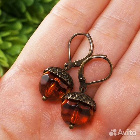 Серьги Желуди рыжие оранжевые Серьги Желуди рыжие оранжевые