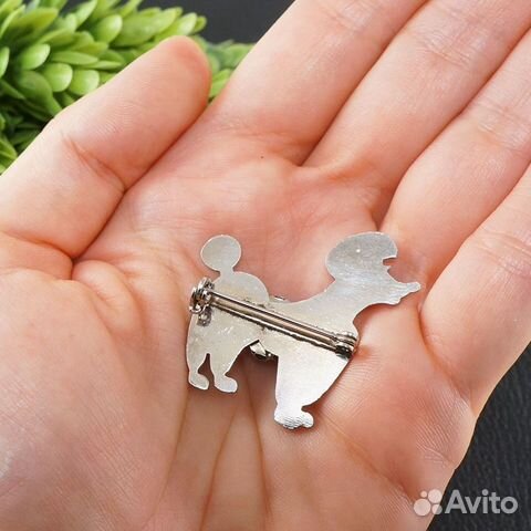 Брошь Пудель с синим Кианитом, винтаж Брошь Пудель с синим Кианитом, винтаж