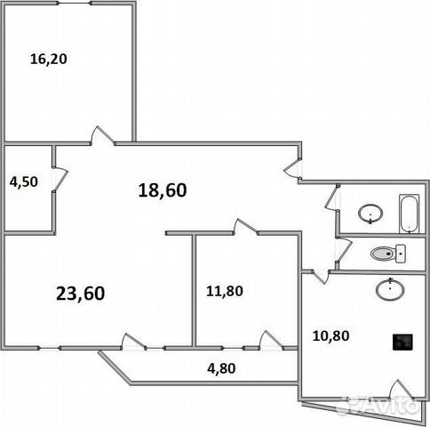 3-к квартира, 93.5 м², 18/19 эт.