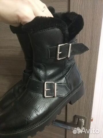 Зимние ботинки кожаные zara