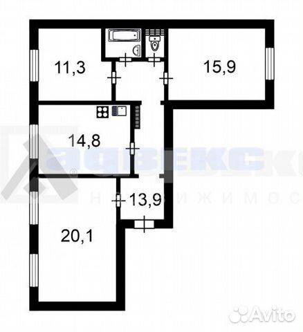 3-к квартира, 79.6 м², 2/12 эт. 3-к квартира, 79.6 м², 2/12 эт.