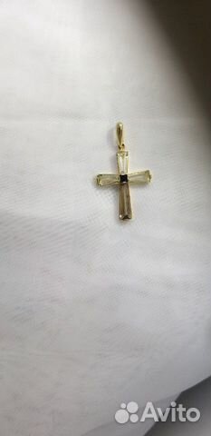 Золотой крест с цитринами и турмалином