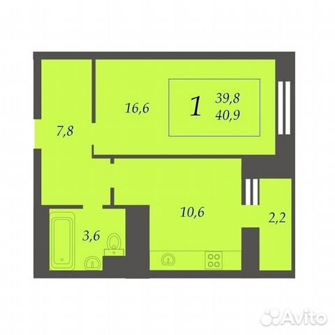 1-к квартира, 40.9 м², 19/25 эт.
