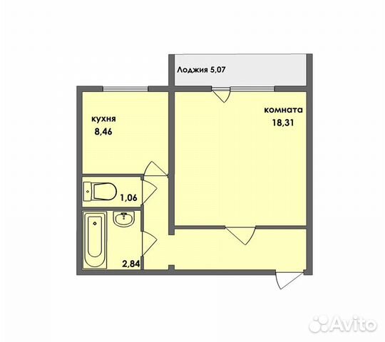 1-к квартира, 43 м², 7/10 эт.