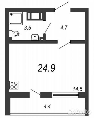Студия, 24.9 м², 20/25 эт.