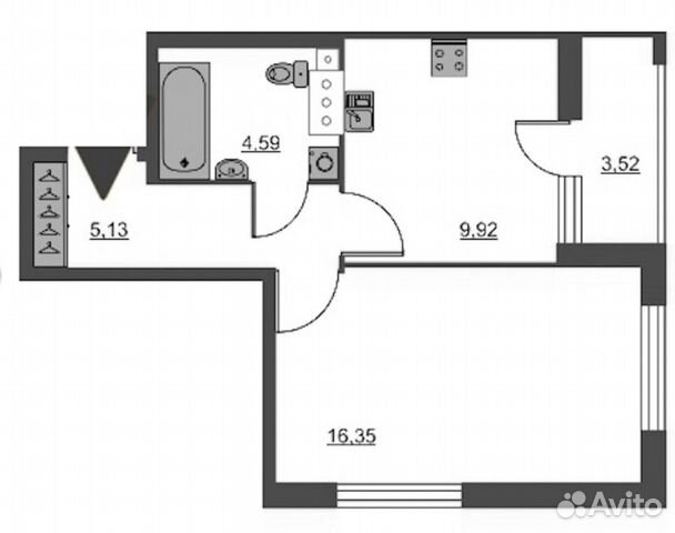 1-к квартира, 36 м², 3/12 эт.
