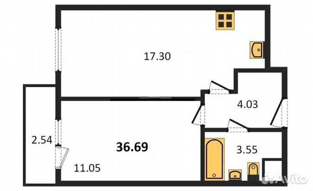 1-к квартира, 36.7 м², 10/11 эт. 1-к квартира, 36.7 м², 10/11 эт.