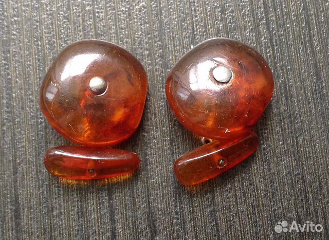 Запонки янтарные винтажные