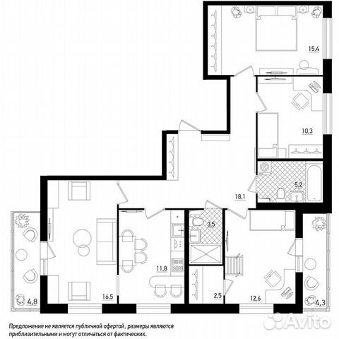 4-к квартира, 99.5 м², 2/17 эт.