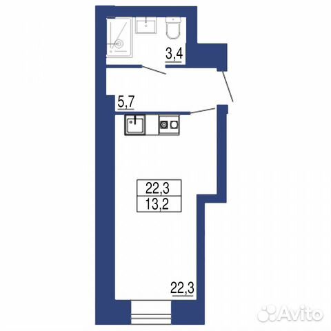 Студия, 22.3 м², 4/6 эт.