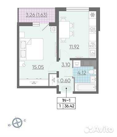 1-к квартира, 36.4 м², 5/25 эт.