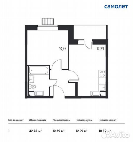 1-к квартира, 32.8 м², 5/13 эт.