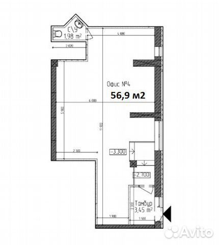 Офисное помещение, 56.9 м²