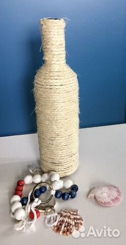 Декоративная дизайнерская бутылка в морском стиле Декоративная дизайнерская бутылка в морском стиле