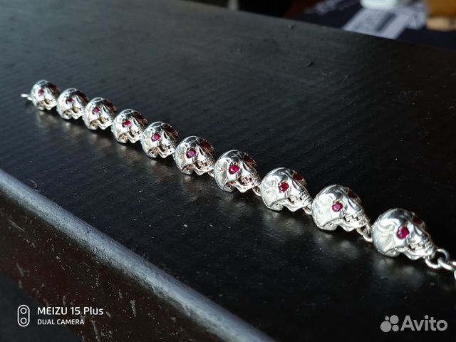 Браслет Серебро Г. Лепс Черепа,Рубины