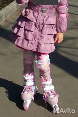 Ролики для девочки раздвижные р30-35 с защитой