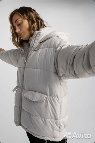 Дутая oversize куртка с капюшоном новая befree