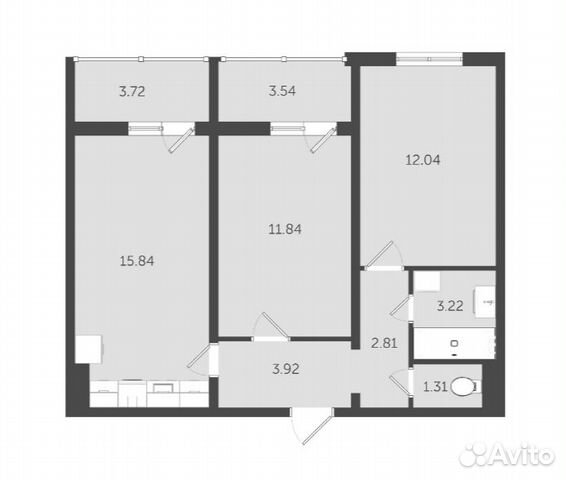 2-к квартира, 54.6 м², 13/18 эт.