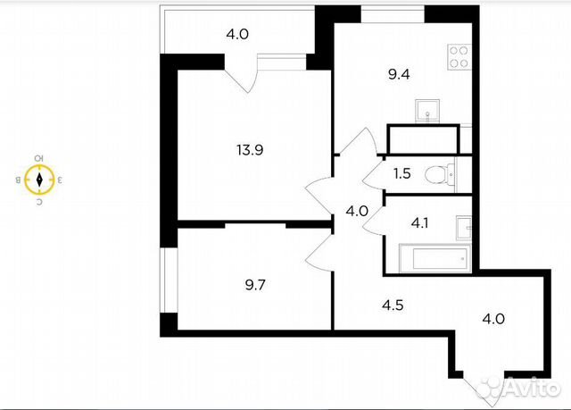 2-к квартира, 53.2 м², 8/17 эт.