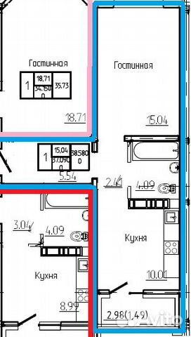 1-к квартира, 38.6 м², 16/17 эт.