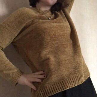 Свитер плюшевый золотистый