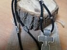 Серебренный крест и гайтан с вставками объявление продам