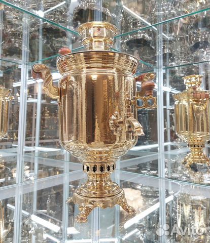 Самовар латунный на дровах. Тульский оригинал