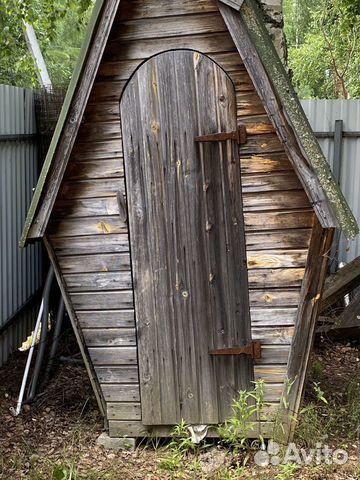 Туалет садовый для дачи, деревянный, двускатный
